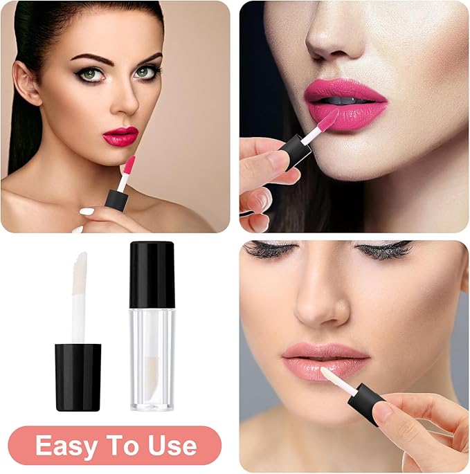 10pcs Empty Lip Gloss Tubes With Wand 1.2ml Clear Mini Refillable Lip Gloss Containers Lip Balm Bottles For Lipstick Samples Diy Makeup Lipgloss Making Kit