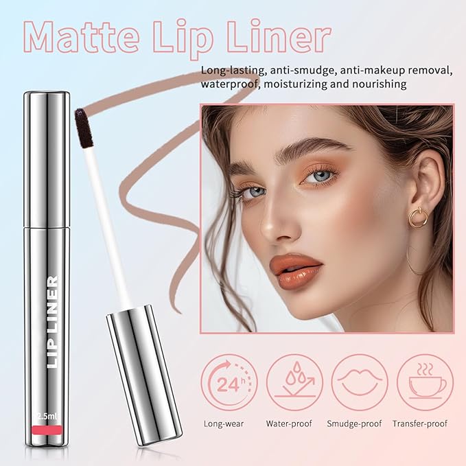 Peel off Lip Liner Stain, Lip Gloss Lip Tint Set, Peel Off Nude Lipliner Makeup Velvet Matte Tattoo Peel Off Lip Liner Set Long-Lasting Waterproof Transfer-proof Brightening, 4Pcs