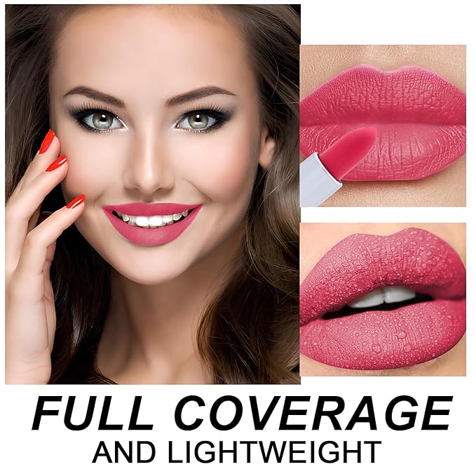 Matte Bullet Long Wear Lipstick - Vegan and Cruelty-Free - Smudge and Waterproof Matte Lipstick with Moisturizing Formula - All Day Comfort - (Ruby Fever #06)