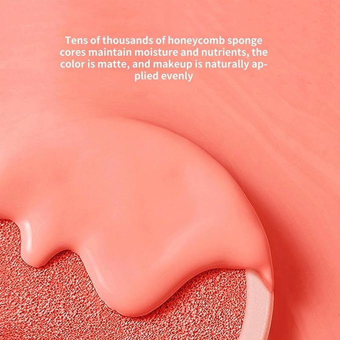 BLUE LOVE Cushion Liquid Blush - Silky Cream Formula for Cheeks, Natural Glow Makeup with Sheer Finish, for Contouring and Highlighting (01# Pink Orange)