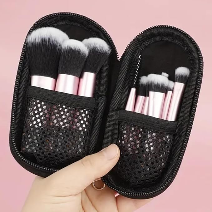 16pc STARTER KIT with 10 BRUSHES SET (EBONY) Mineral Makeup Bare Face Loose Powder Includes Matte Foundation, Veil Primer, Blush, Bronzer, Translucent Finishing Setting Powder SPF 30 Travel Size