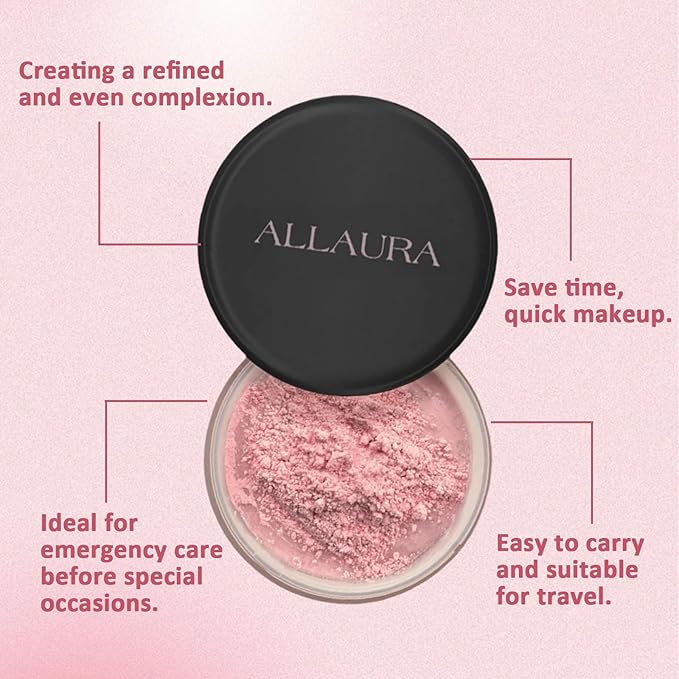 AlluraBeauty Blurring Powder, Blurring Setting Powder By Allura, AlluraBeauty Pink Setting for All Skin Tones (pink*2)