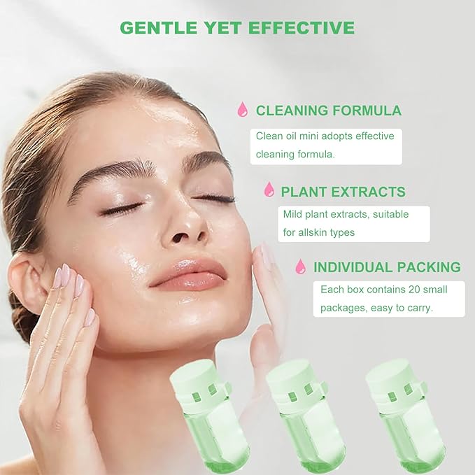 20Pcs Cleansing Oil Mini,Portable Natural Makeup Remover Oil,Nourishing and Gentle for All Skin Types,Camellia,2 ml/0.07 fl.oz
