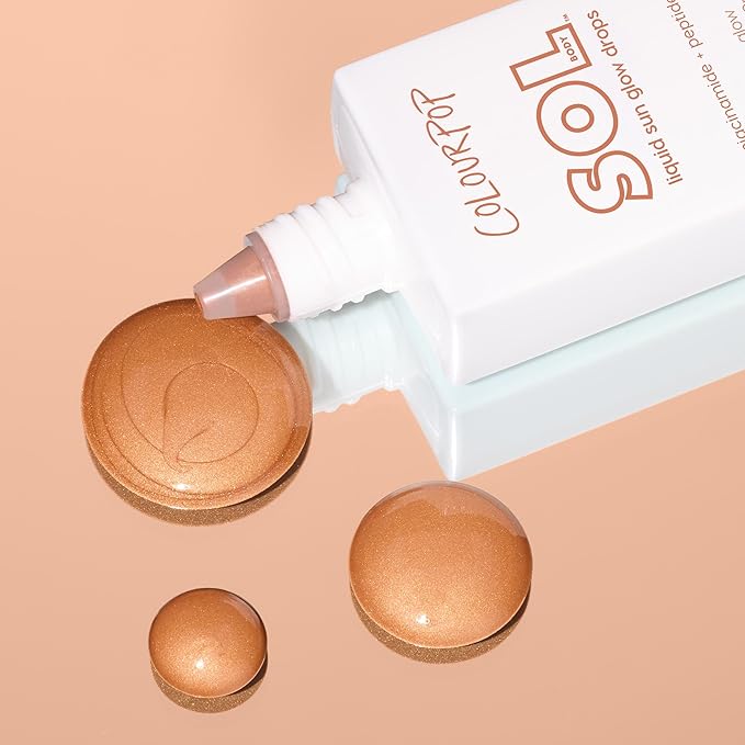ColourPop Sol Liquid Sun Glow Drops - Buildable Face & Body Bronzer Drops - Glowy Summer Makeup Enriched with Niacinamide & Peptides for Radiant, Healthy-Looking Skin (1.11 oz)