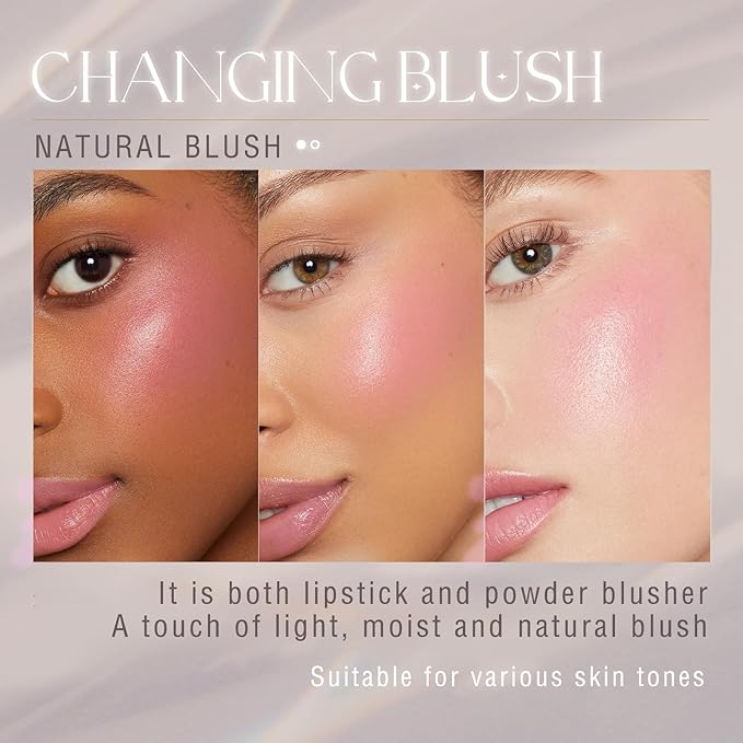 Moisturizing Color Changing Blush Stick Magic Ph Temperature Change Clear Glassy Cream Blusher for Cheek Tint Lip Gloss Multi Use Transparent Rubor Rouge for Face Makeup Glossy Shinny Finish