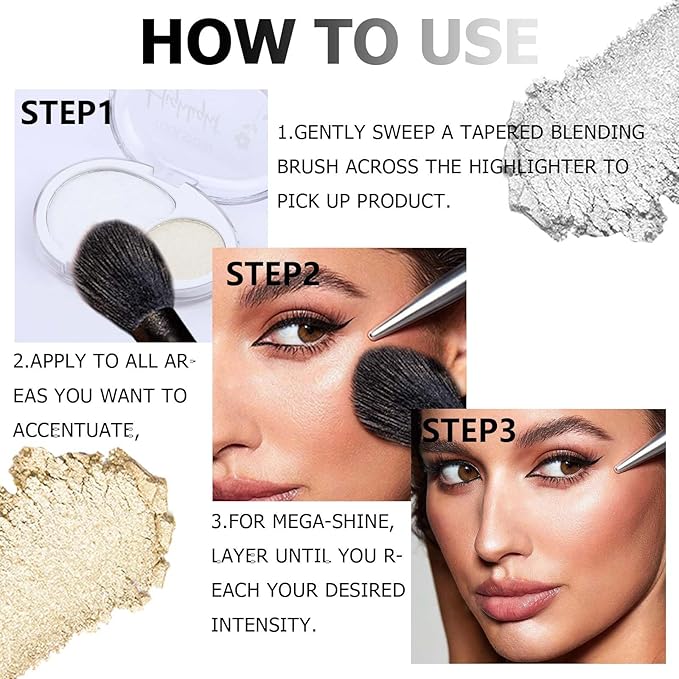 Face High Lighters Makeup Glitter Illuminator Pressed Powder Luminizers Eyeshadow Palette Powder for Face Body Cheek Skin 1#