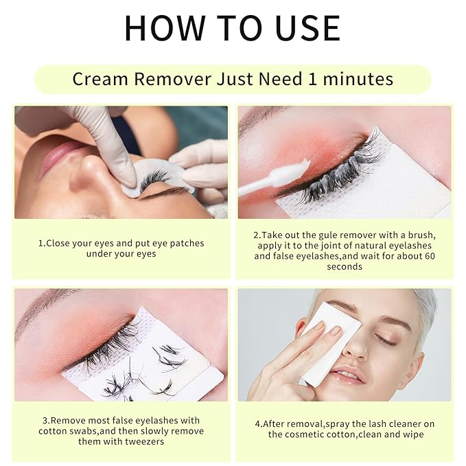 Eyelash Extension Remover Cream Eyelash Adhesive Remover, Low Irritation Cream for Sensitive Skin Professional Eyelash Extensions Dissolves for Salon,10g/0.35Oz (Cantaloupe)