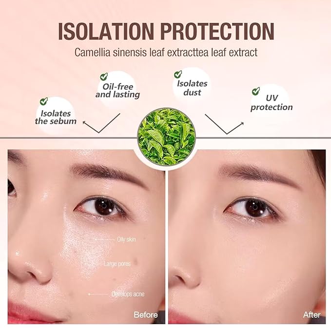 3 In 1 Face Primer,Transparent Makeup Base Isolation Cream,One Step Hydrate Primer for Face Before Makeup,Oil Control Skin Tone Correcting Daily Facial Moisturizer for All Skin Types