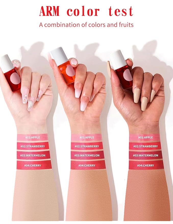 Lip Tint Stain Set, Long Lasting Lip Makeup, Gloss bling Non-sticky (4 Colors)