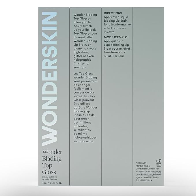 Wonderskin WONDER BLADING Top Gloss - Clear Glitter Lip Gloss, Hydrating and High Shine Finish Lip Makeup (Holographic)