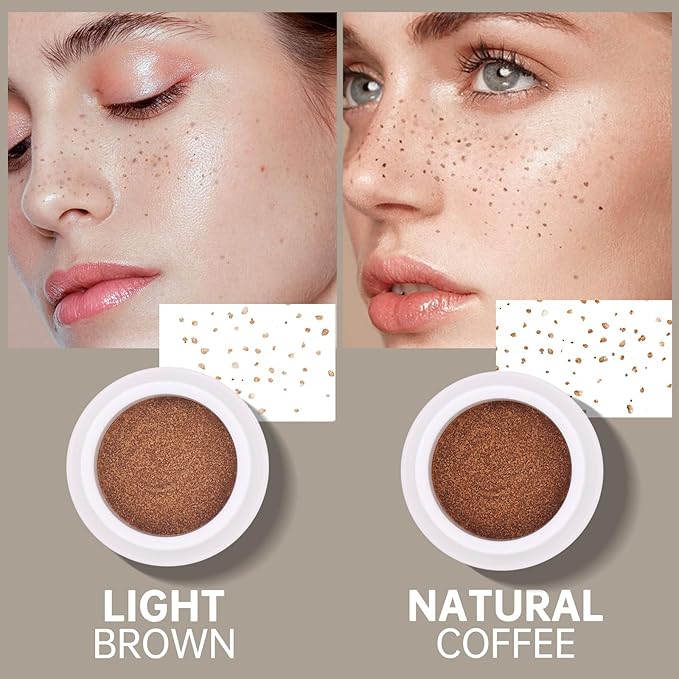 Freckles Stamp Air Cushion (Light Brown) and Face Oil Blotting Powder Cushion, Waterproof Long Natural Freckle, High Moisturizing Matte Makeup For Oily Skin