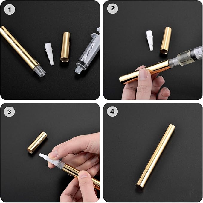 3ml Empty Nail Oil Pen with Brush, Twist Pen for Tooth Whitening, Gel Lip Gloss Container, Eyelash Growth Liquid Tube(Black, 24 PCS)