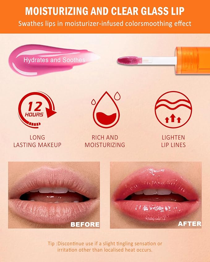 Tinted Lip Gloss-1Pcs Hydrating Non-Stick Rose Pink Lip Tint Stain Liquid Lipstick,Glow Reviver Lip Care Oil Lipstain,Longlasting Waterproof Moisturizing Lipgloss Lip Makeup Gift for Women-03