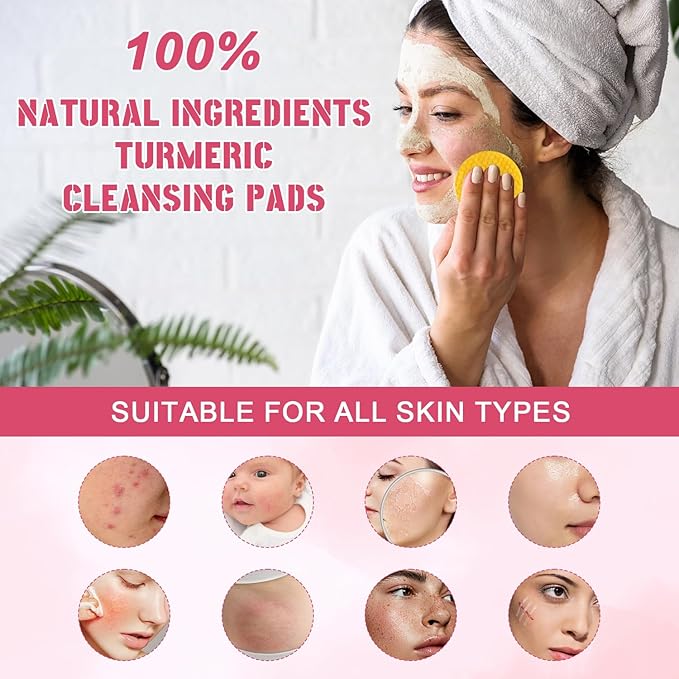 2Pack Turmeric Cleansing Pads, Turmeric Cleansing Pads Helps Balance Skin Oil And Water, Remove Excess Keratin From The Body'S Skin,Turmeric Cleansing Pads for Face & Body(80PCS)…