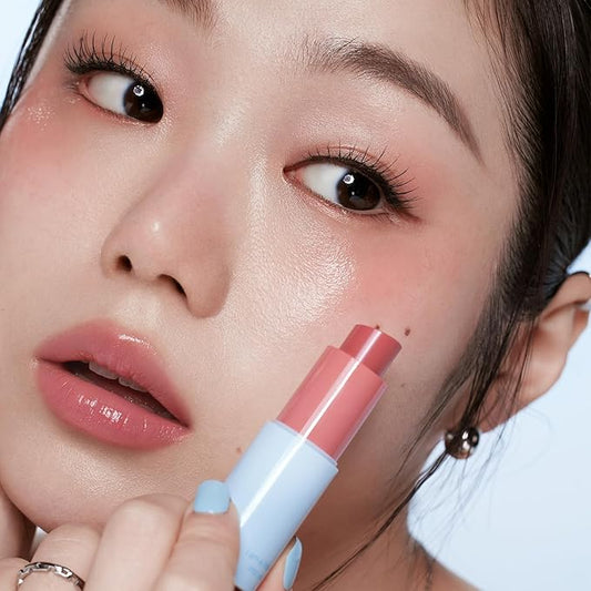 INTO YOU Multi-use Blush Stick Clean Fit and Clean Makeup, 3 in 1 Blendable Color and Cooling Water-like Feeling Blush Stick for Cheeks, Eyes and Lips, Pure Winter Rose(MS04)