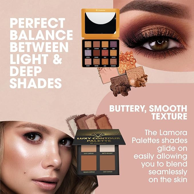 Lamora Bronze Smokey Eyeshadow Palette with Powder Contour Palette