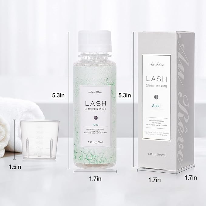 Eyelash Cleanser Concentrate 100ml Lash Extension Shampoo Oil-Free Eyelash Extension Shampoo with Salon Home Care -Makes 20 Bottles 60ml Lash Shampoo, Aloe