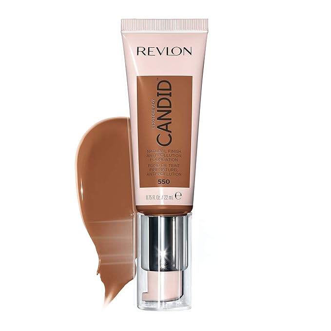 Revlon PhotoReady Candid Natural Finish Foundation, with Anti-Pollution, Antioxidant, Anti-Blue Light Ingredients, 550 Mocha, 0.75 fl. oz.