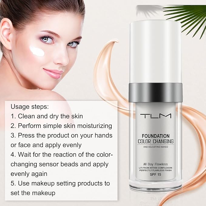 Color Changing Foundation, 2 Pack, Liquid, Moisturizing, Sunscreen, 30ml
