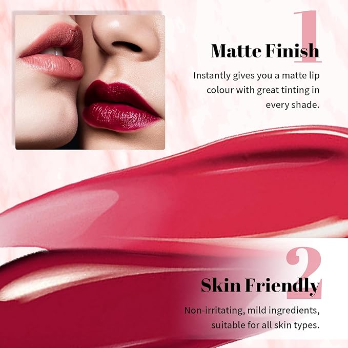 DAGEDA 2 Colors Peel Off Lip Liner Stain Set, Tattoo Color Lip Tint Stain, Long Lasting and Waterproof Lip Stain Peel off Lip Makeup,Peel Off Lip Liner with Natural Matte Finish (02+05)