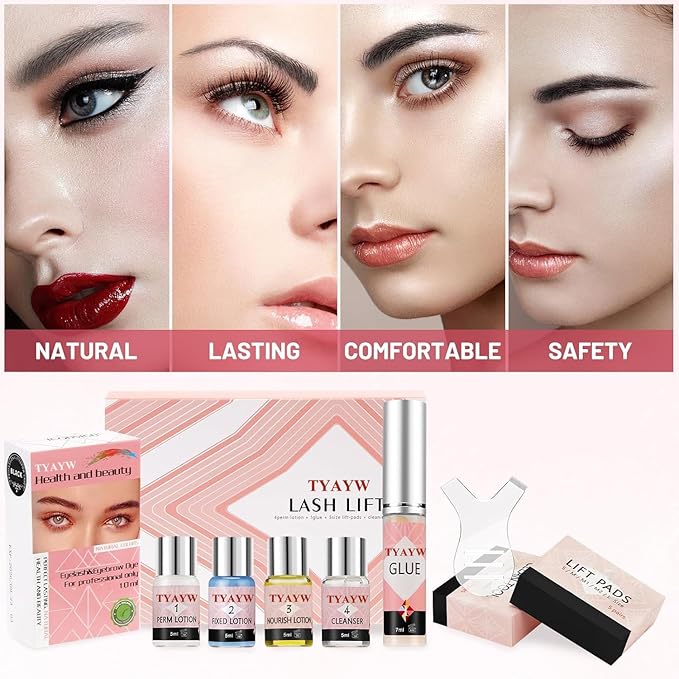 Lash Lift And Black Kit, Eyelash & Brow Color Kit 3 in 1 Quick Lifting & Voluminous Coloring, Professional Eyelash Perm Kit for Newbies & Pros, Gift for Women Mom Wife Lasts for 6-8 Weeks