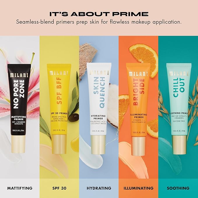 Milani Make It Last Original - Natural Finish Setting Spray 3-in-1 Setting Spray and Primer- Prime + Correct + Set & Milani Bright Side Primer for Makeup