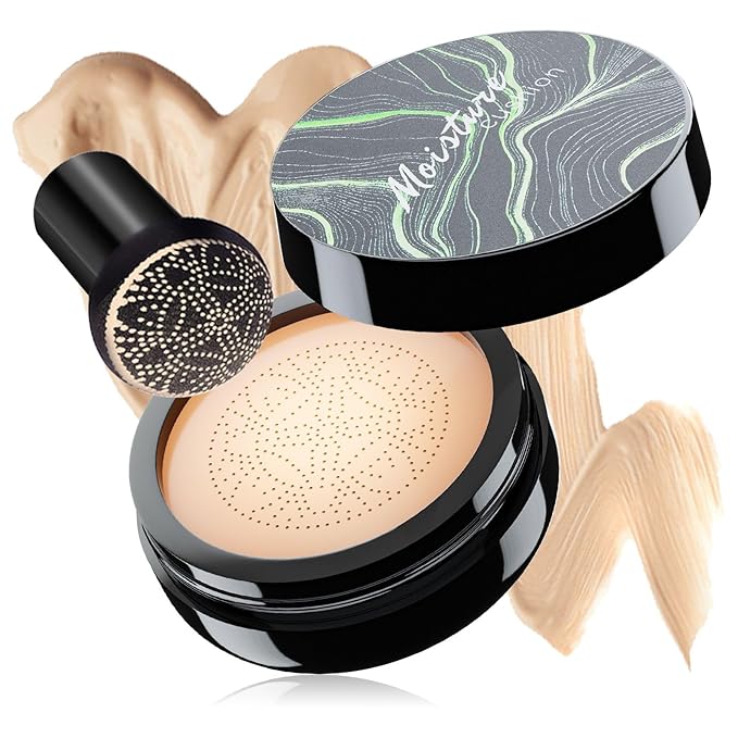 Mushroom Head Air Cushion CC Cream - Long-Lasting & Brightening BB Cream Foundation for Mature Skin, Waterproof & Moisturizing Full Coverage Self Adjusting Concealer for Even Skin Tone (Natural)