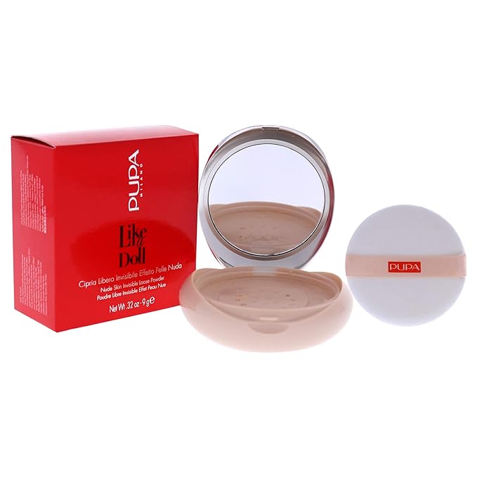 PUPA Milano Like A Doll Loose Powder 003 Natural Beige - Soft Powder for Smooth, PHOTOREADY Complexion - Enriched with Hydrating Cottonseed Extract - Blurs FIne Lines and Uneven Texture - 0.32 oz