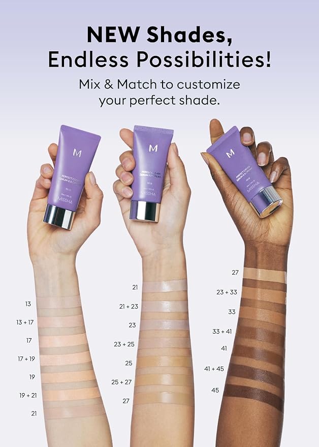 MISSHA M PERFECT COVER SERUM BB CREAM No.41 Medium Tan- Tan/Deep with Warm Undertone, Skin Tint, Tinted Moisturizer, Skin Care Foundation Makeup, Superfood Complex,Glass Skin, Korean Makeup,1.18 Fl oz