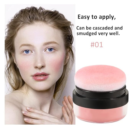 Boobeen Loose Powder Blush Air Cushion, Natural Blusher for Cheeks, Highly Pigmented Blush Makeup Easy to Blend, All Day Wear