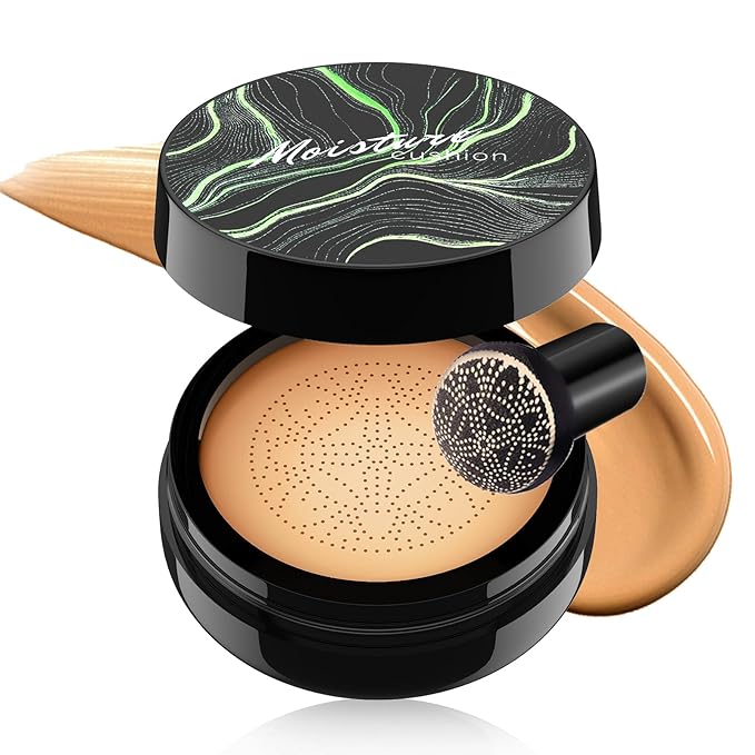Mushroom Head Air Cushion CC Cream Strong Concealer, Moisturizing BB Cream Makeup Base Primer Even Skin Tone for All Skin Types, Face Makeup Cushion Foundation Long Lasting (Medium)