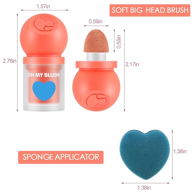 Boobeen Soft Liquid Blush Tint Cheek Blusher, Cream Blush Face Makeup with Cushion Applicator, Long Lasting, Moisturizing, Leaving a Matte Dewy Makeup Look