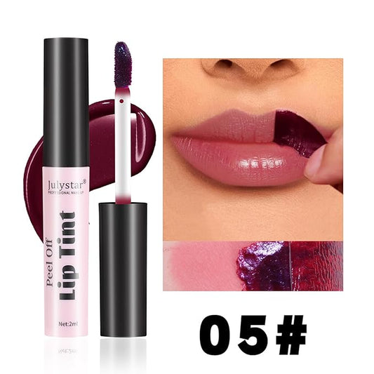 Peel Off Lip Stain, Long Lasting Waterproof and Transfer Proof Lip Tint, Matte Finish Peel Off Lip Stain, Non-stick Cup Peel Off Lipstick Lip Makeup for Women Girls