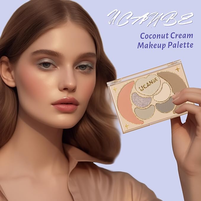 UCANBE All-In-One Makeup Kit - 4 Shimmer Matte Eyeshadows, 1 Pink Blush, 1 Bronzer Contour, 1 Illuminator Highlighter Palette - Iceberg Makeup Set for Women, Teens & Professionals