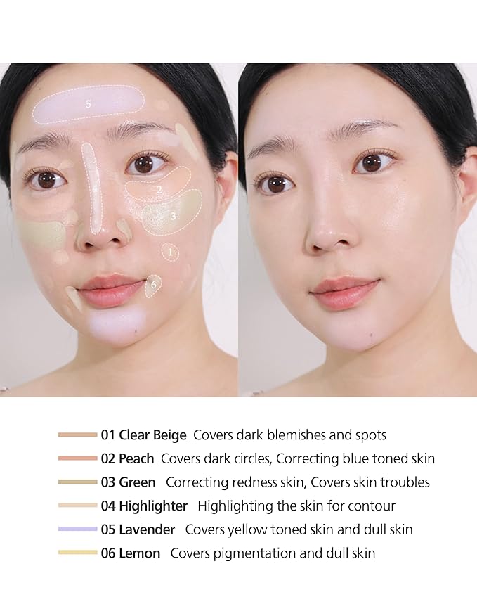 THESAEM Cover Perfection Concealer Palette 01 Cover&Correct - Multi Use 6 Colors Correcting Conceal Palette - for Dark Circles, Imperfections, Face Tone Corrector, Ideal for Fair to Light Skin