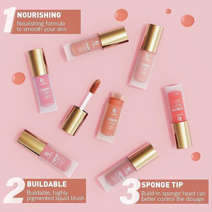 FV Liquid Blush, Long Lasting Buildable Cream Cheek Tint with High-Pigment Color, Weightless Blendable Formula for Natural Dewy Finish (Romance)