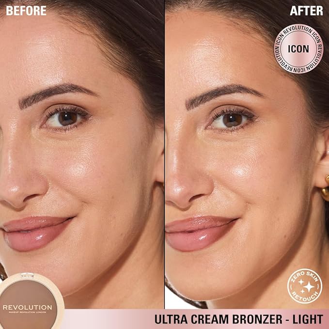Revolution, Ultra Cream Face Bronzer, Buildable & Blendable Cream Contour, Vegan & Cruelty-Free, Light, 0.24 oz