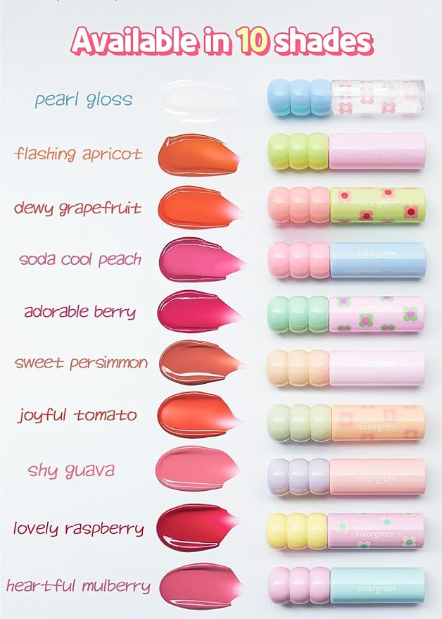 COLORGRAM Fruity Glass Tint 07 Shy Guava + Milk Bling Shadow 07 Fairylike | Highly Pigmented Glossy Dewy Lip Gloss and Pigmented Glistening Liquid Glitter Eyeshadow, Long-lasting Shimmer
