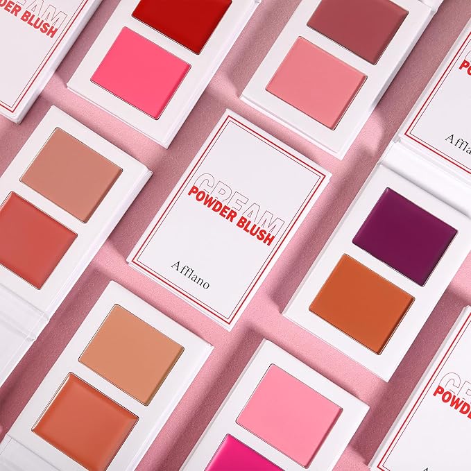 Face Blusher Palette with Two Toned Matte Finish and Cream Shades,Waterproof Long Lasting Lightweight Blush Powder Pink Coral Blushing Pallet with Mirror Women Makeup Set #7