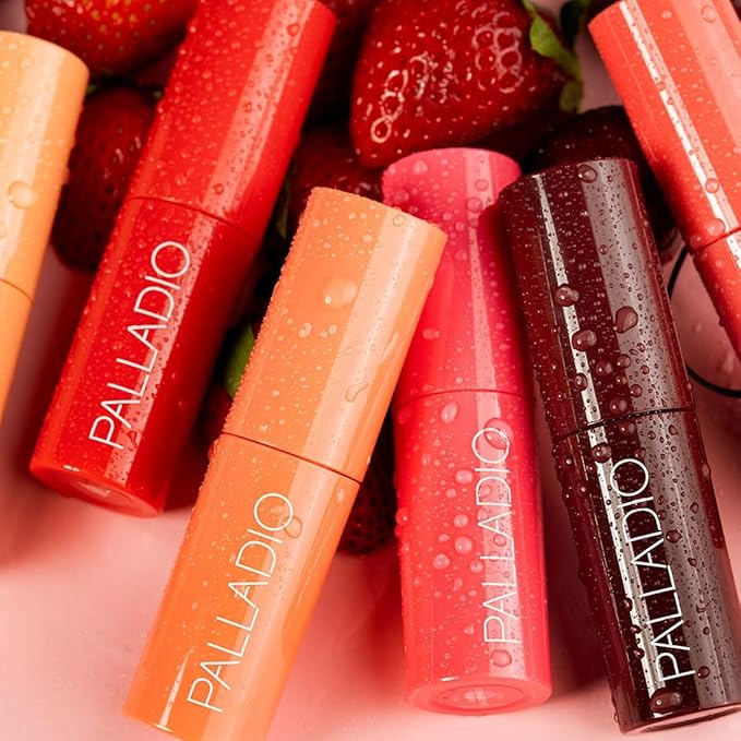 Palladio Jelly Tint, Liquid Stain for Cheeks & Lips, Vivid Color Lip Stain, Lightweight Non-Sticky and Transfer-proof, Natural Finish Makeup, Strawberry Sugar