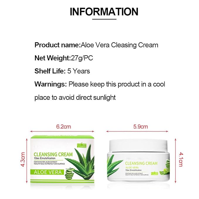 Aloe Vera Makeup Remover Balm, Deep Clear Pore Cleansing Melting Balm Facial Cleanser, Moisturized Finish with Plant Based Oil, Mini Makeup Remover Travel Size for All Skin Types