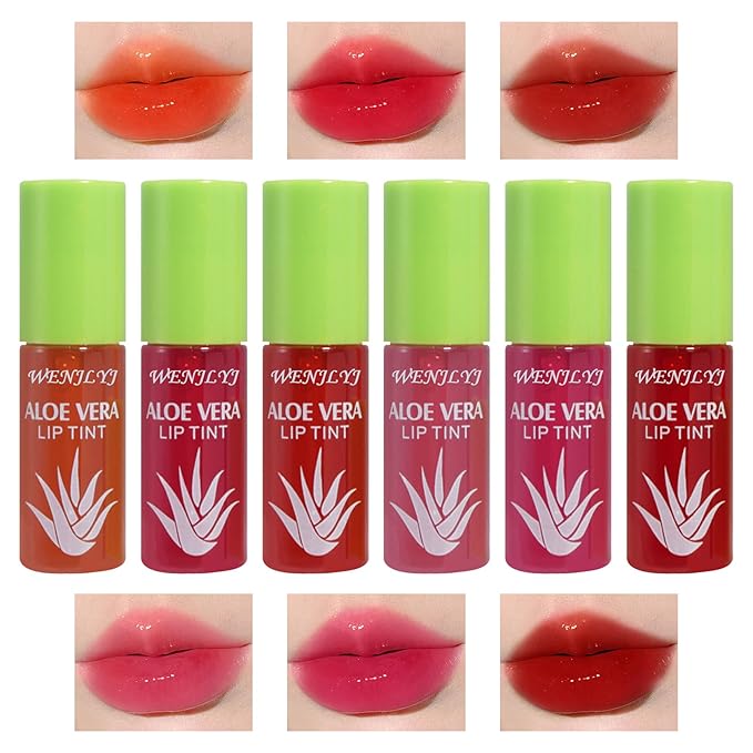6 Colors Lip Tint Stain Set,Mini Velvet Liptint Watery Lipstain Long Lasting Waterproof Moisturizing Lip & Cheek Tint,Hydrating,Natural Glossy Liquid Lipstick Lipgloss Kits for Women (Set A)
