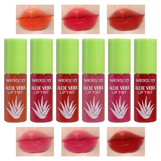 6 Colors Lip Tint Stain Set,Mini Velvet Liptint Watery Lipstain Long Lasting Waterproof Moisturizing Lip & Cheek Tint,Hydrating,Natural Glossy Liquid Lipstick Lipgloss Kits for Women (Set A)