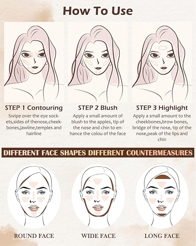 Face Contour Glitter Highlighter Powder Palette-2 in 1 Cruelty-Free Matte Bronzer Powder,Shimmer Illuminator Highlighters for a Glowing Look,Blendable Makeup Palette,Women's Day Gift for Women-01