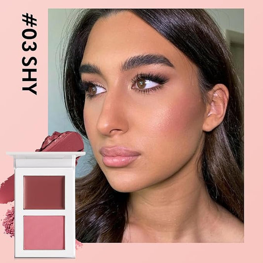Blush Palette with Cream and Powdered Matte Shades, Blushes Brighten Lightweight Natural Nude Face Blusher Makeup, Easy to Blend, High Pigmented Long Lasting,Nude Pink #3