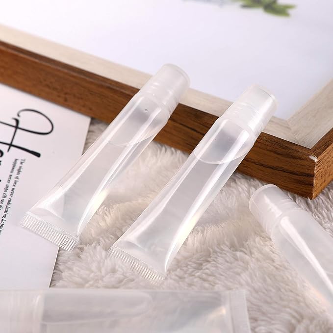 100 Pcs 10 ml Lip Gloss Balm Tubes Refillable Empty Tubes Clear Cosmetic Containers Soft Tube (10ML, 100)