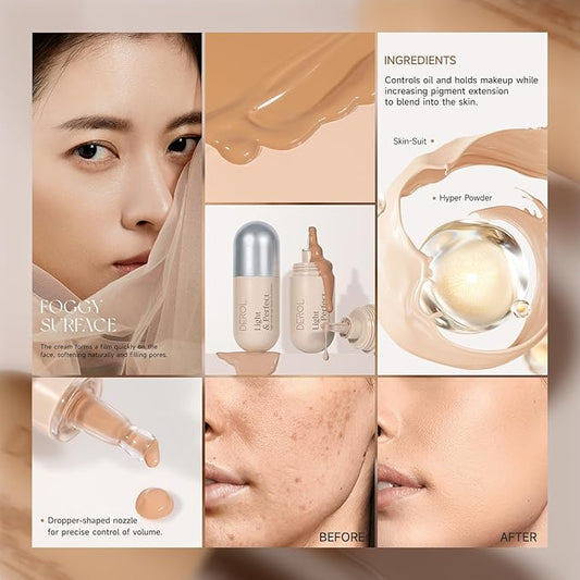 Small Milk Bottle Foundation Cream - Lightweight, Sheer, Hydrating, Concealing, Contouring and Sunscreen BB Cream (03#WHEATEN)