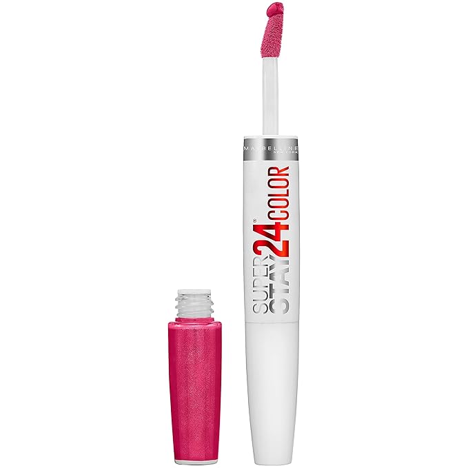 Maybelline Super Stay 24, 2-Step Liquid Lipstick Makeup, Long Lasting Highly Pigmented Color with Moisturizing Balm, 24/7 Fuchsia, Pink, 1 Count