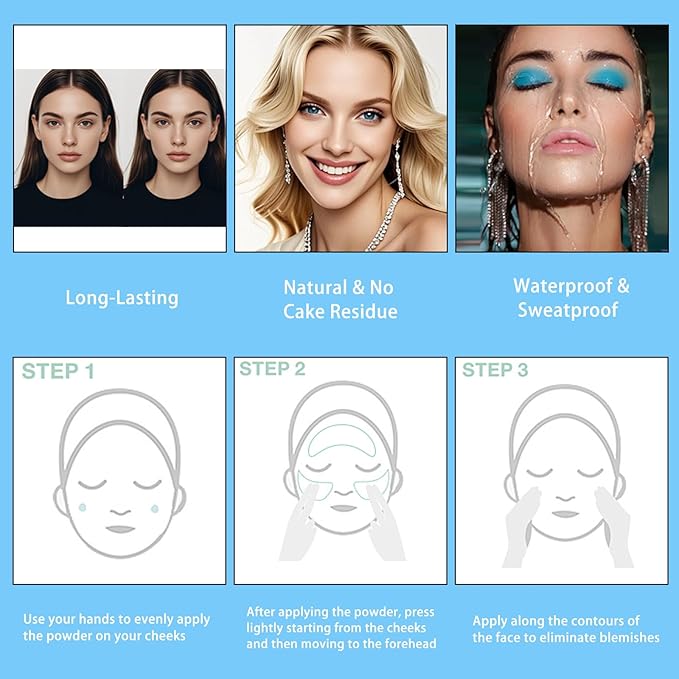 O'CHEAL Oil Control Concealer Pressed Powder, Translucent Jelly Setting Powder Foundation, Long-Lasting Flawless Reduce Pores Lightweight Matte Waterproof Face Cosmetics, Cruelty-Free&Vegan