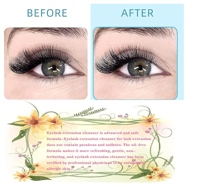 Eyelash Cleanser Concentrate 100ml Professional Lash Extensions Shampoo Natural Foaming Cleanser for Extensions Lashes with Salon Home Care-Makes 20 Bottles 60ml Eyelash Shampoo(pomelo)